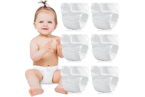Max Shape 6 Pack Wearable Cotton Cloth Dipper Pants for Baby Girls and Boys,Adjustable Cotton Diaper 13 Layers