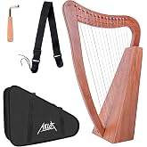 Harp, AKLOT 15 Strings Mahogany Harp 22 Inch Height for Adult Professional Beginner with Tuning Wrench,Black Gig Bag,Strap (NO Spare String, International Standard Strings)