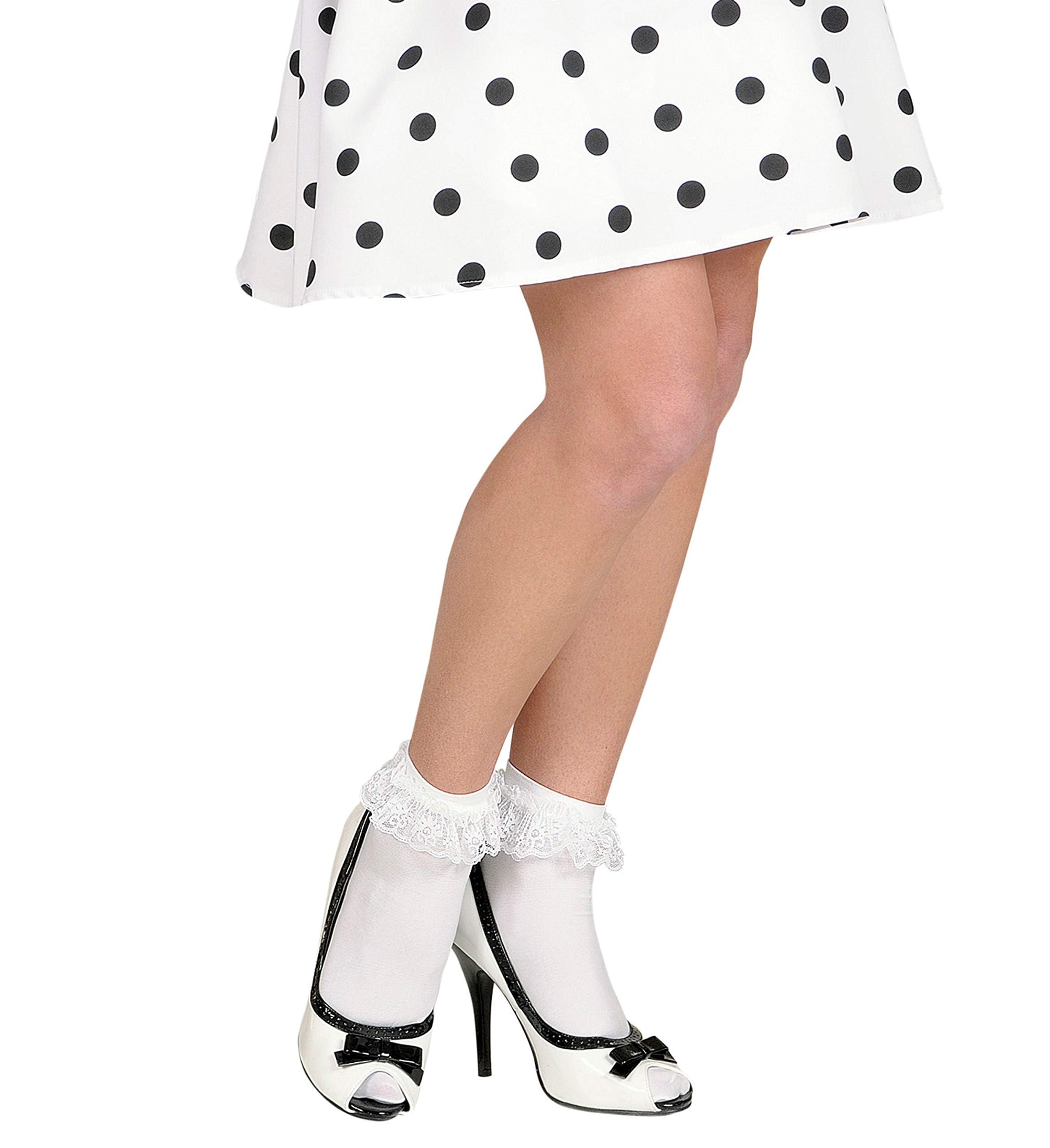 Socks withRuffle Lace Trim - 70 D - White Accessory for Lingerie Fancy Dress