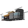 FLEXIMOUNTS Pro 4x8 Overhead Garage Storage Rack,Adjustable Storage Organization System,Heavy Duty Metal Ceiling Storage Racks,800lbs Weight Capacity,Black