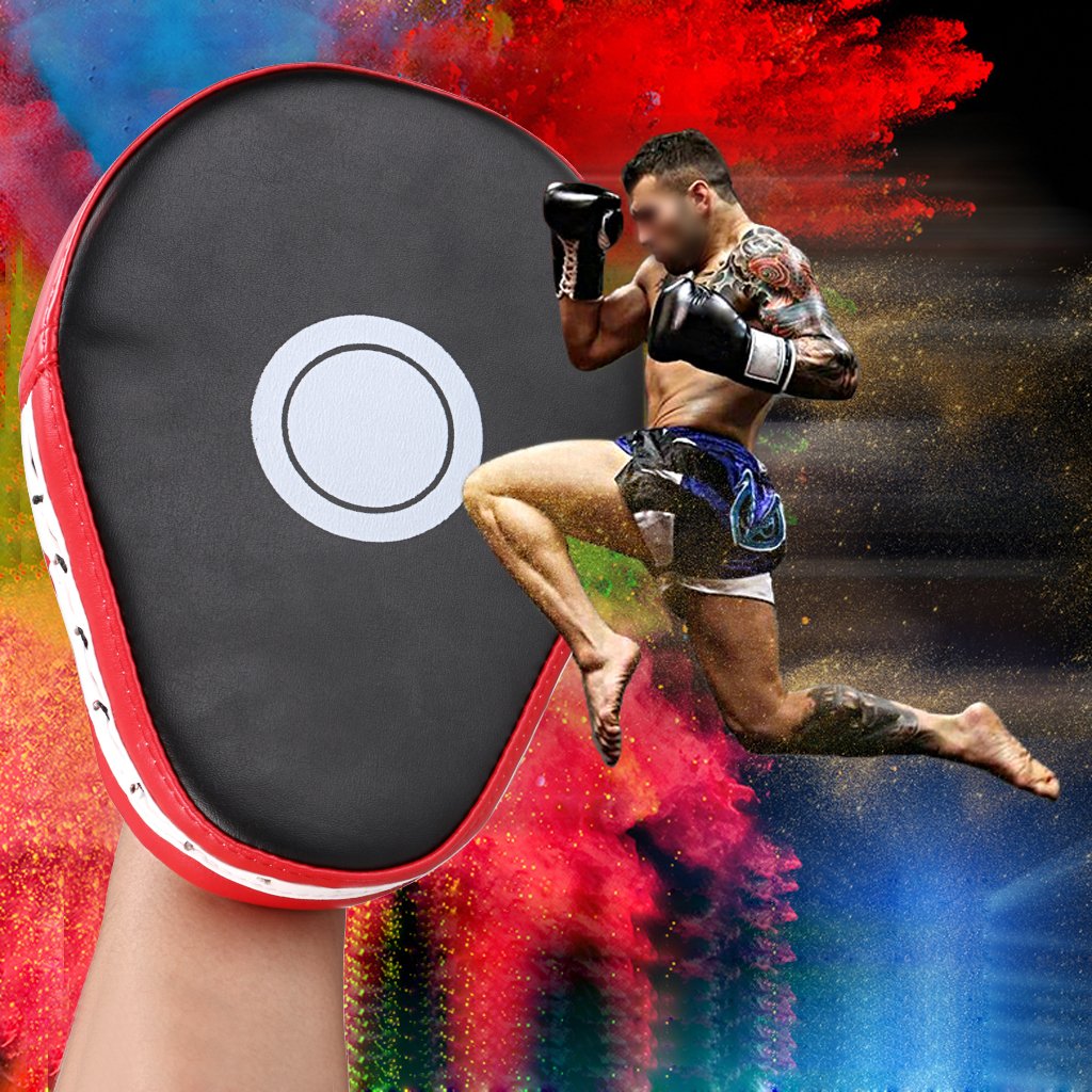 Hipiwe 2pcs MMA Focus Punch Mitts PU Leather Kicking Palm Pads