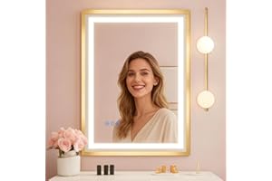 GOZOOM LED Bathroom Mirror 20X28 Makeup Mirror with Lights, Wall-Mounted Vanity Mirrors, Hollywood Lighted Mirror with Stepless Dimmable, Anti-Fog Wall Mirrors Back Front Light Bathroom Mirror (20"x28")