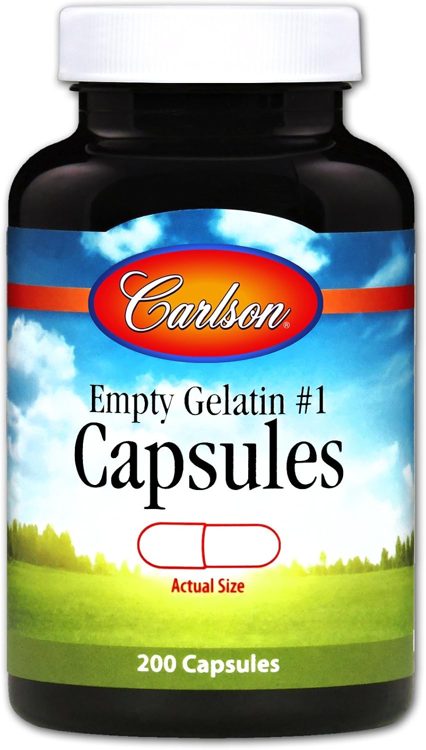 Carlson labs med-small #1 empty caps, 200 capsules (088395094187)