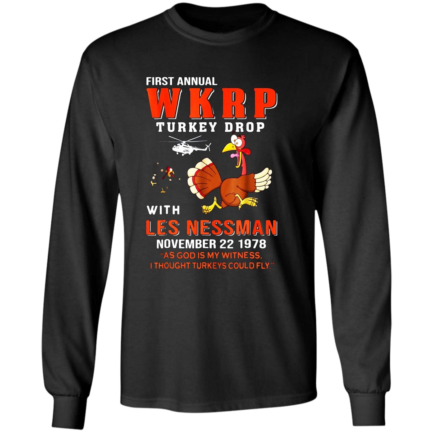 First Annual Wkrp Turkey Drop With Les Nessman Funny Tshirt 1687 Seknovelty