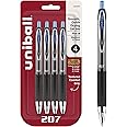 Blue Retractable Gel Pens 4 Pack with Medium Points, Uni-Ball 207 Signo Click Pens are Fraud Proof and the Best Office Pens, Nursing Pens, Business Pens, School Pens, and Bible Pens