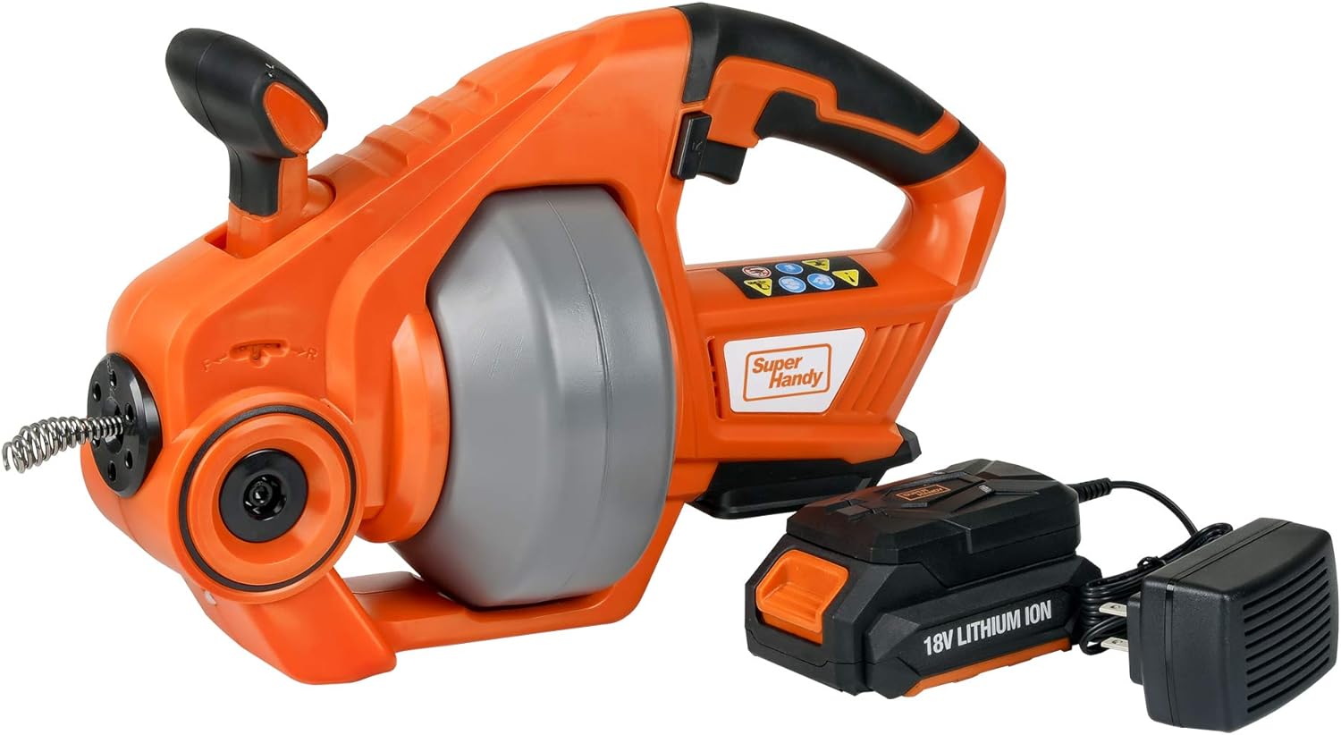 SuperHandy Drain Auger Cordless Automatic 25’ Feet/7m 18V Max Li-Ion Replaceable Shaft Flexible Snake Clog Dredger Plumbing for 3/4