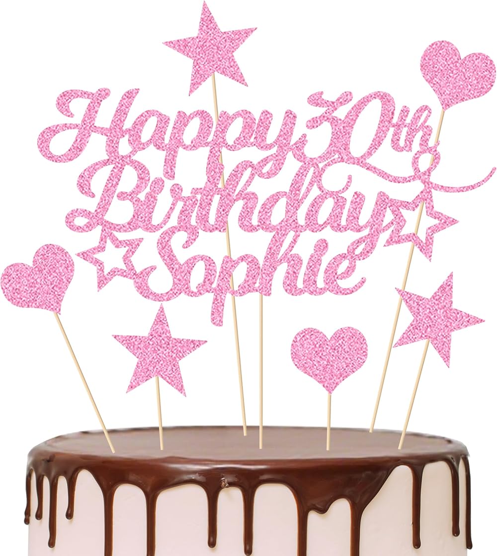 EDSG Personalised Happy Birthday Cake Topper Glitter Card 160x108mm