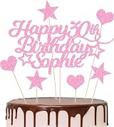 EDSG Personalised Happy Birthday Cake Topper Glitter Card 160x108mm