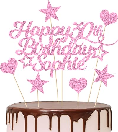 EDSG Personalised Happy Birthday Cake Topper Glitter Card 160x108mm