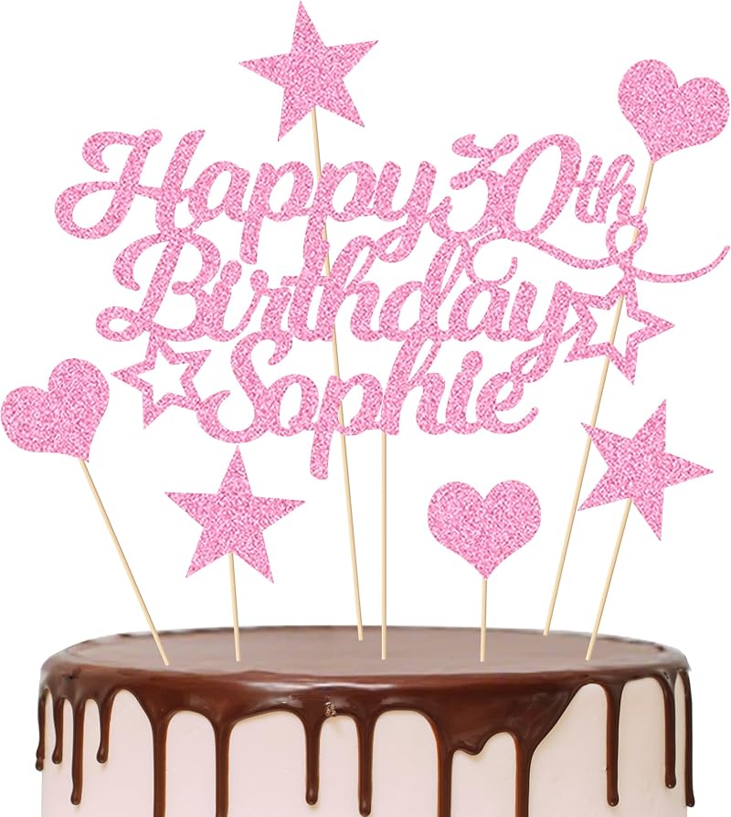 EDSG Personalised Happy Birthday Cake Topper Glitter Card 160x108mm