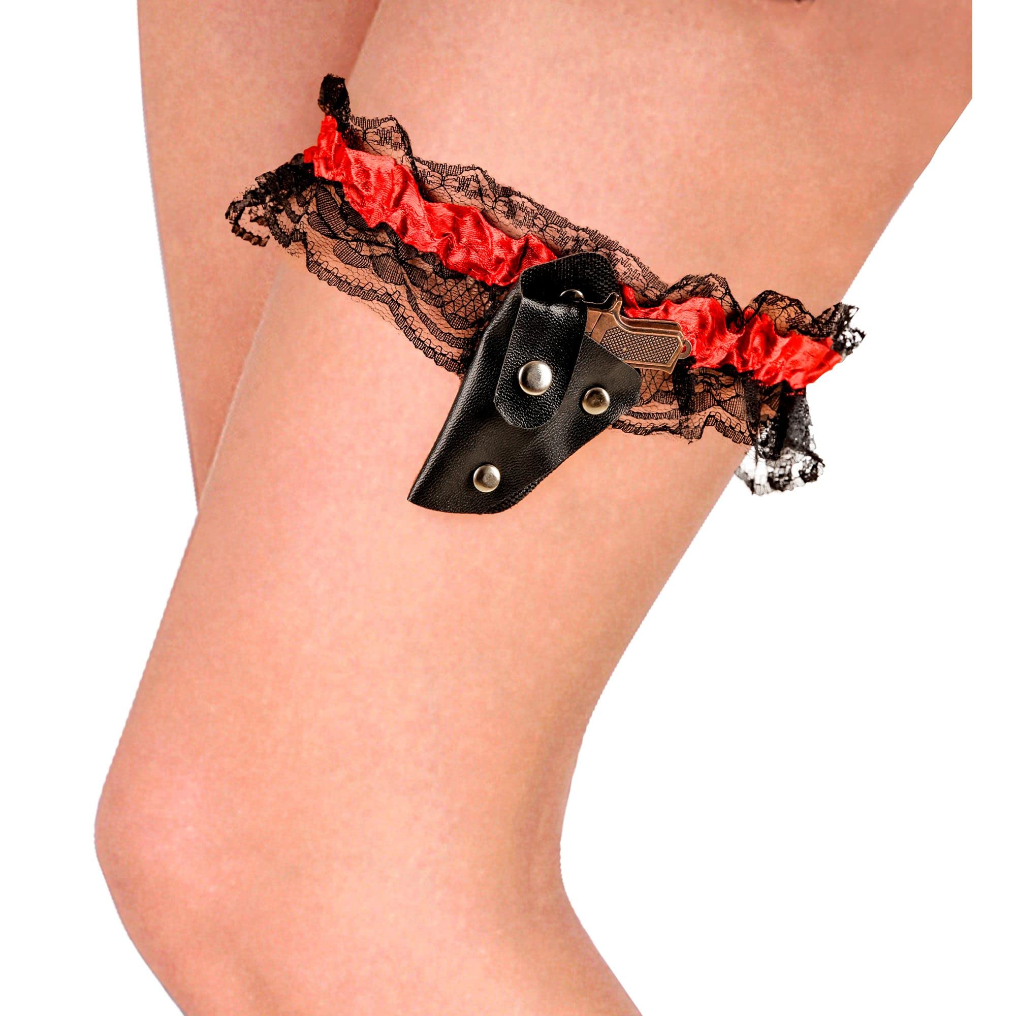 W WIDMANN MILANO Party Fashion - Women's Garter with Fake Gun, 1920s-1930s, Saloon, Wild West, Halloween, Carnival, Theme Parties