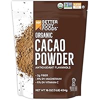 BetterBody Foods Organic Cacao Powder, Non-GMO, Gluten-Free Superfood, Cocoa, 16 Ounce