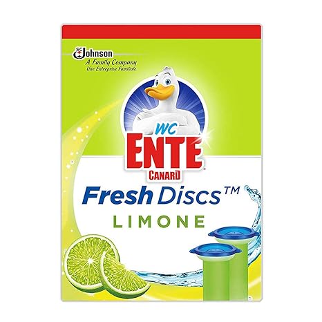 WC Ente Spendergriff mit 6 Gel WC Steinen, Für Frische und Sauberkeit bis zu 8 Wochen, Limone-Duft, 36 ml, Frische Siegel