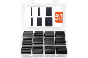 FloweryOcean 258 PCS Heat Shrink Tubing Kit - 4:1 Ratio 6 Sizes Adhesive Lined Marine Grade Shrink Wrap Waterproof Industrial Heat-Shrink Tubing - Black
