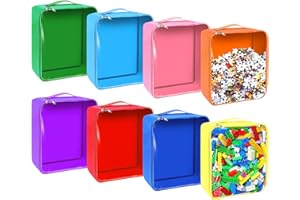 BOBOKA 8 Packs Toy Storage Bags with Zipper, Clear PVC Organizing Bags, Reusable Toy Storage Organizer with Portable Handle, Travel Waterproof Organizer Bags for Building Blocks, Puzzle, Toys and Books