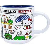 Sanrio Hello Kitty Red Map Ceramic Mug | Coffee Cup For Espresso, Tea, Cocoa | Holds 13 Ounces