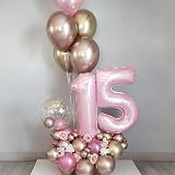Lingqiang 40'' Pink Number Balloon 0-9 Foil Self-Inflating 9th Birthday view 8