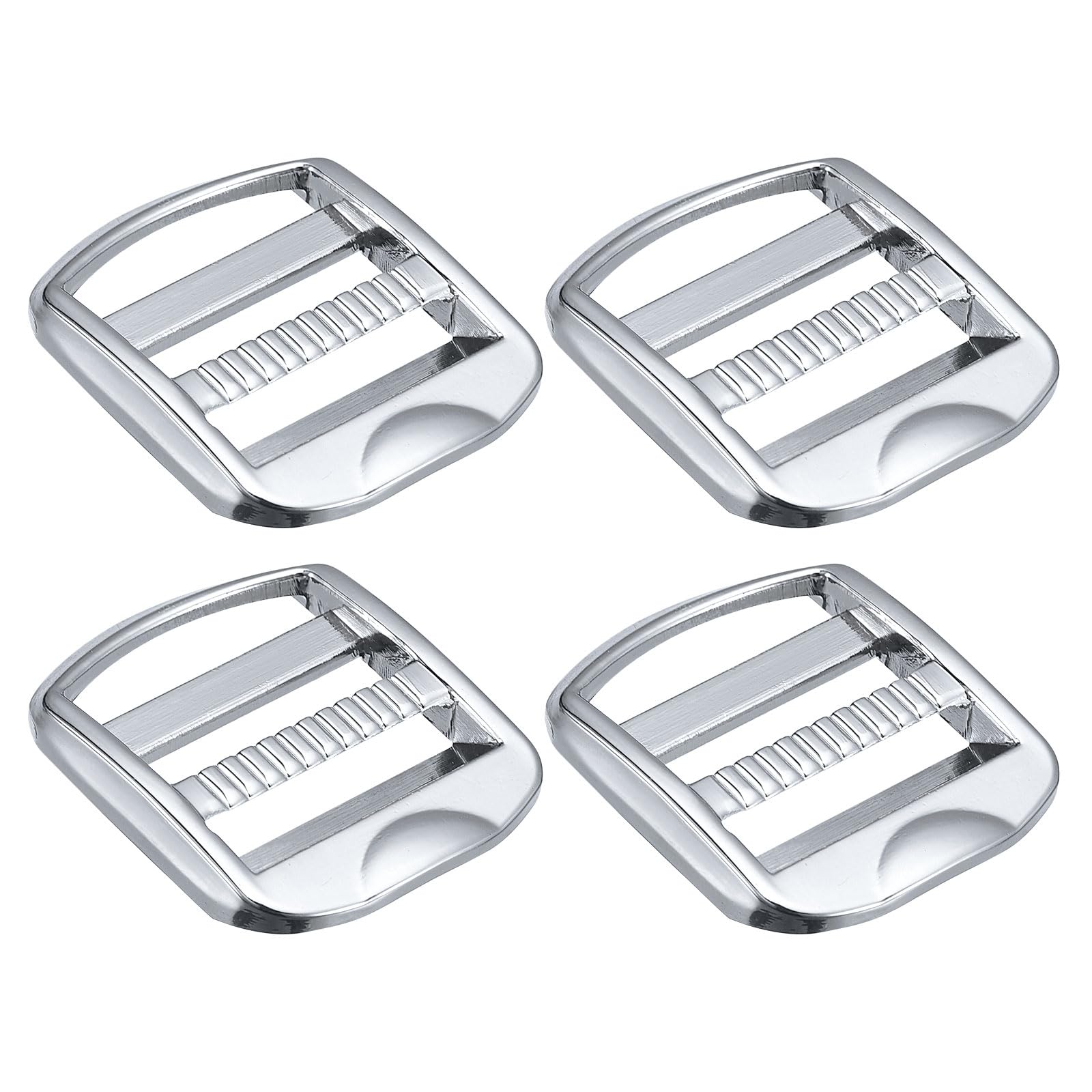 Uxcell Metal Ladder Buckle Slider Tri-Glider Metal Adjustable Buckles, 4pcs 25mm(1") Inner Width for Webbing Backpack Strap, Silver Tone