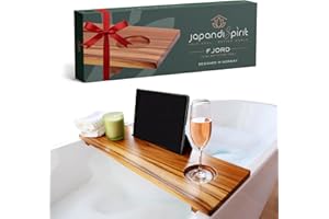 Fjord | Superior Teak Bathtub Tray Wood 29" for Small Tubs | Adjustable Wooden Bathtub Caddy | Sustainable Minimalist Bath Table Tray for Home Spa | by JapandiSpirit