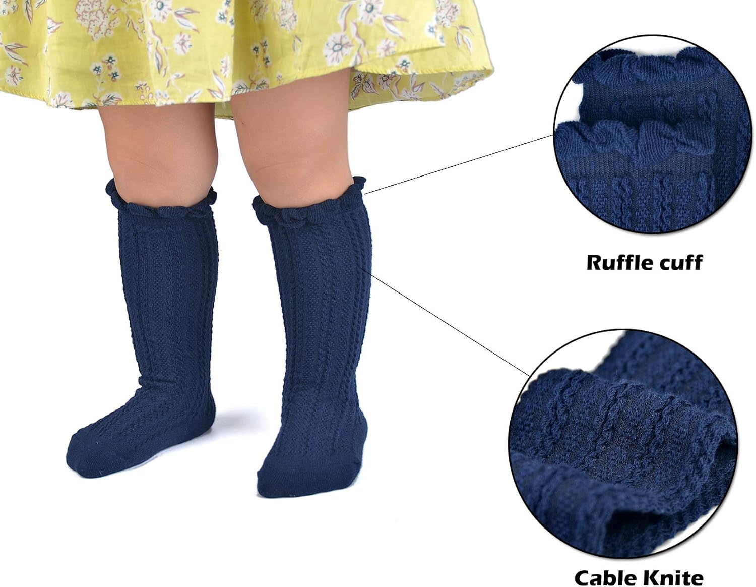 Epeius Baby Girls Boys Cotton Uniform Knee High Socks Tube Ruffled Stockings (Pack of 3/5): Clothing