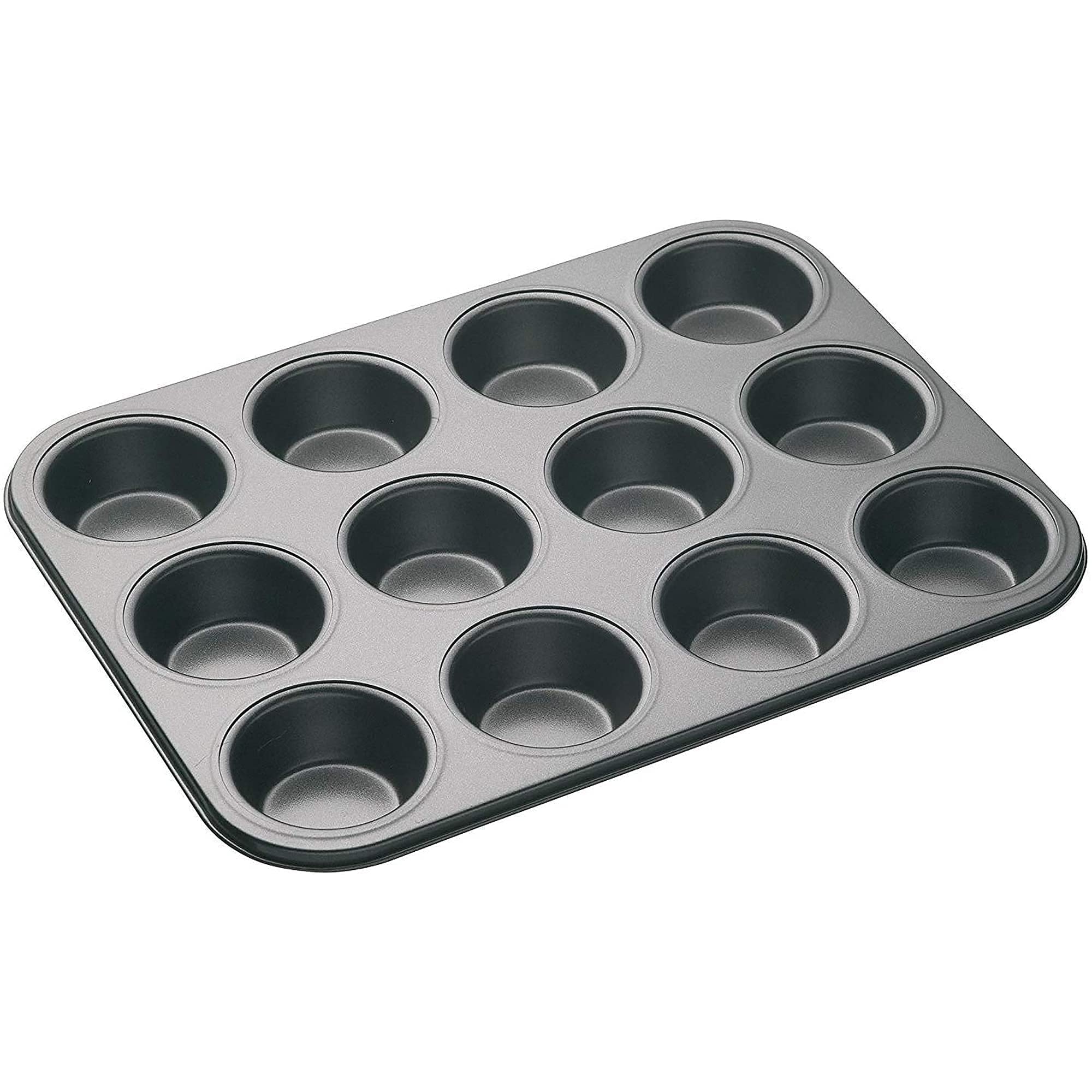 plastific 12 Cup Muffin Cake Pan Baking Tray Cupcake Deep Tin Fairy Steel Bakeware (1 x 12 Cup Steel Muffin Tray)