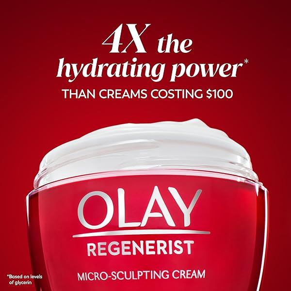 OLAY FACE MOISTURIZER, REGENERIST MICRO-SCULPTING CREAM FOR WOMEN, FRAGRANCE-FREE – HYDRATING, ANTI-AGING, ANTI-WRINKLE, FIRMING SKIN CARE – HYALURONIC ACID, NIACINAMIDE, AMINO PEPTIDES, 1.7 OZ