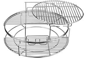 BURLY GRILL 5 Piece Replacement Kit for Big Green Egg Large, Rack for Eggspander 5 Piece Kit Conveggtor Basket 304 Stainless Steel Grill Stack Rack with Removable Cooking System Expander Rack