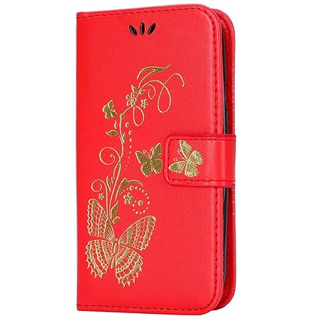Felfy Kompatibel mit Galaxy S3 Tasche mit Kartenfach Handyhüllen PU Leder Wallet Klapphülle Flip Case Gold Schmetterling Must