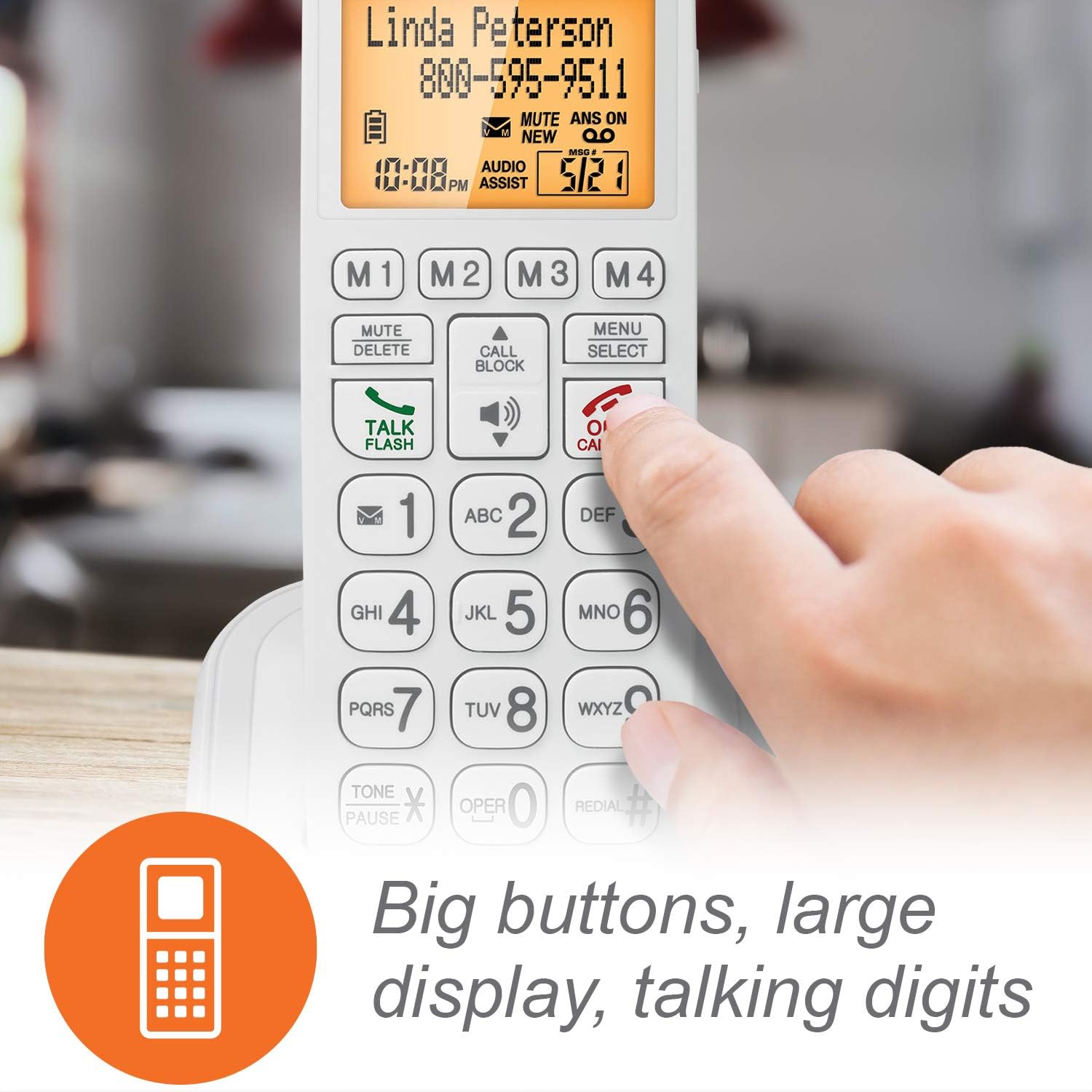 VTech SN5147 Amplified Corded/Cordless Senior Phone System with 90dB Extra-Loud Visual Ringer, Big Buttons & Large Display : Electronics