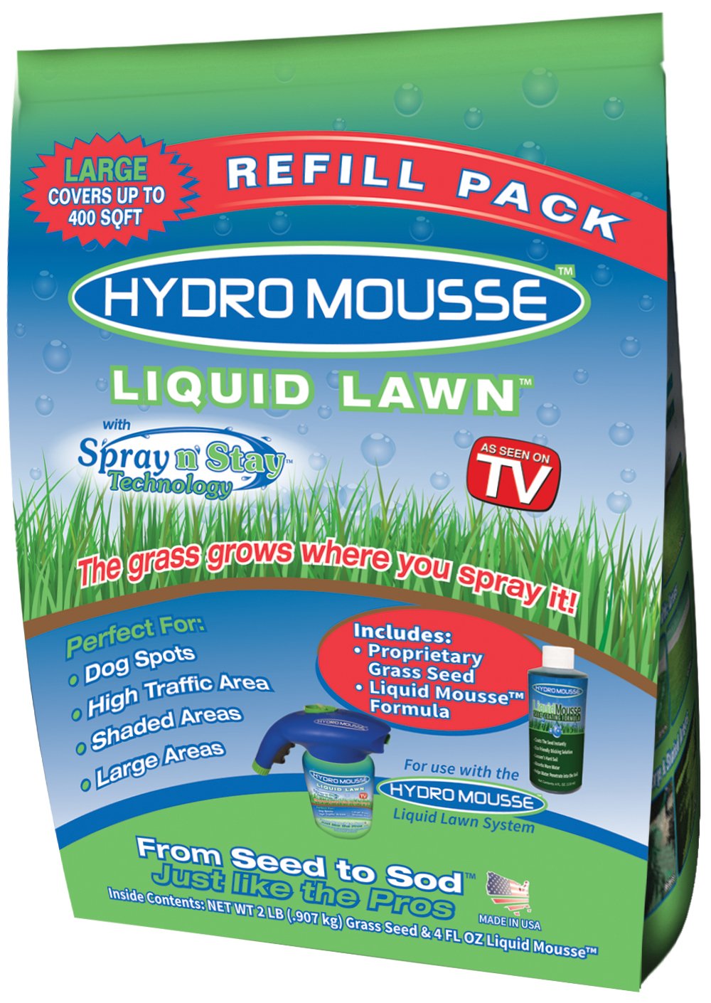 Hydro Mousse - Liquid Lawn Refill Fescue Grass Seed 2 Lb (Covers Up To 400 Sq.. 9 717TEDIA%2BDL