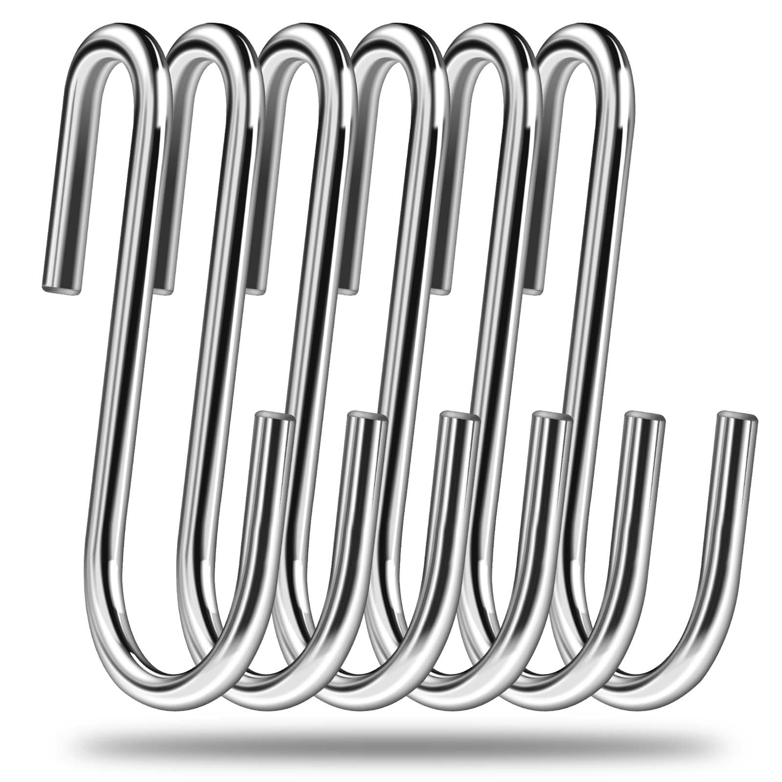 ESFUN 24 Pack 3 inch Heavy Duty S Hooks Pan Pot Holder Rack Hooks Hanging Hangers S Shaped Hooks for Kitchenware Pots Utensils Clothes Bags Towels Plants (Silver)