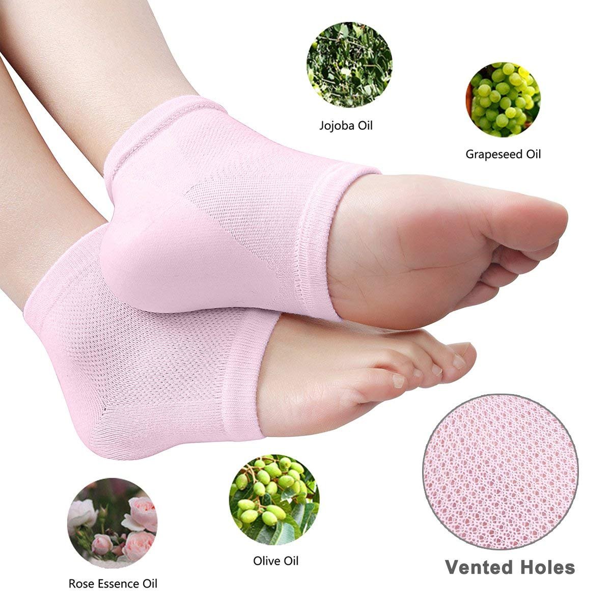 Codream Vented Moisturizing Socks Lotion Gel for Dry Cracked Heels, Spa Gel Socks Humectant Moisturizer Heel Balm Foot Treatment Care Heel Softener Compression 2 Pairs : Beauty