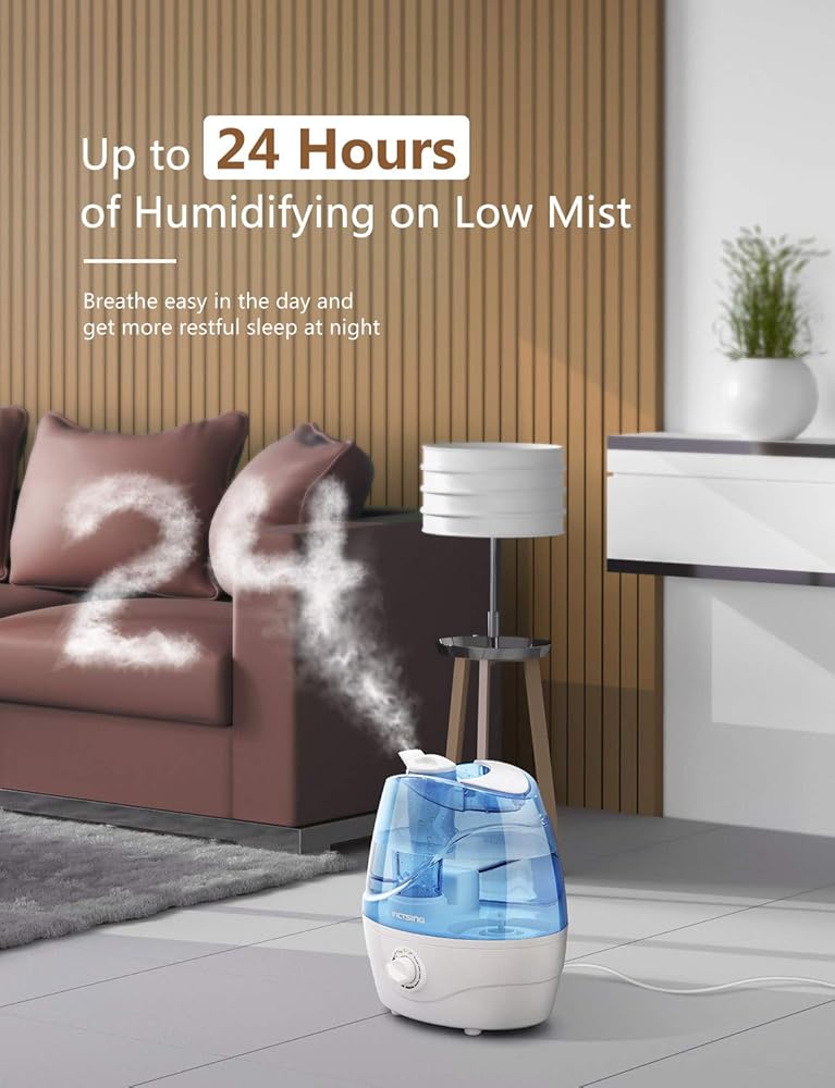 Cool Mist Humidifiers, Quiet Ultrasonic Humidifiers for Bedroom Baby
