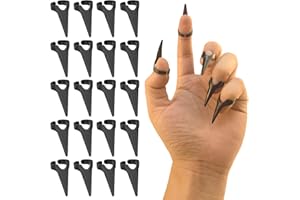 ONEUPIN 20Pcs Finger Claws Cosplay Claws Rings Adjustable Open Claw Rings Full Finger Set Metal Nail Punk Rock Fingertip Braiding Hair Parting Tool for Holiday Party Decoration Unisex Adult Kids（Black）