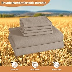 Shilucheng 100% French Linen Sheets - Queen Size