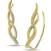 Watforsh 14K Gold Plated Twist Ear Cuff for Women Crawler Earring Cuff Studs Hypoallergenic Climber Earrings for Minimalist Jewelry
