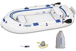Sea Eagle SE9 Lightweight Inflatable Boat with Inflatable Floor, 5' Oar Set & 2 Seats. Great for Boating, Motoring, Rowing, Fishing & Yacht Tending