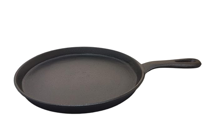 eKitchen Pre-Seasoned Cast Iron Flat Tawa/Pan/dosa kal Diameter -10 inches / 265mm / 26.5 cms