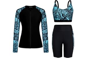 Arolina Womens Rash Guard Long Sleeve Swim Shirts Swimsuit 2026 Bathing Suit with Womens Swim Shorts & Two Pockets