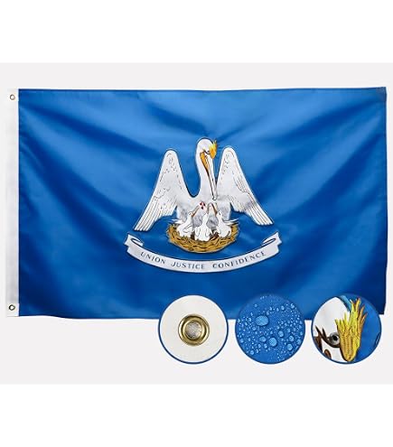 Sheff Louisiana Acadiana Flagge 90 X 150 Cm – Aus 100% Polyester, Mit Messingösen, UV-beständig Für Innen & Außen