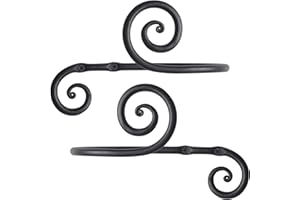 RTZEN Large Curtain Holders for Wall - Farmhouse Curtain Hooks for Drapes - Creative Black Curtain Tiebacks - Wrought Iron Drapery Curtain Holdbacks - Unique Metal Tie Backs for Curtains - 2 Pcs