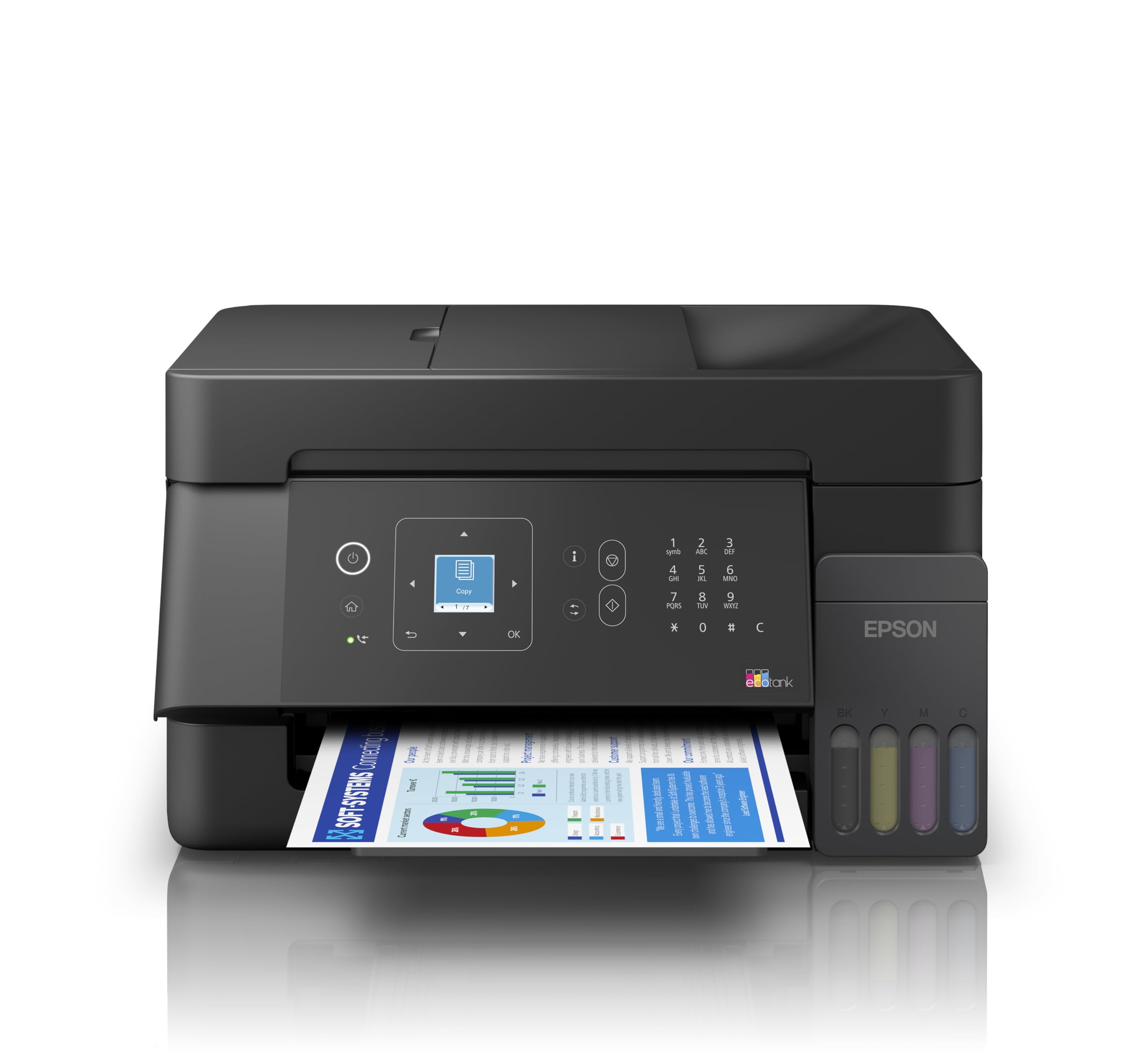 Epson EcoTank ET-4900 | Wi-Fi und Ethernet | A4 | Drucken, Kopieren, Scannen, Faxen | LC-Display | Automatischer Dokumenteneinzug für 30 Seiten | Kompakt | Enthält Tinte für bis zu 3 Jahre
