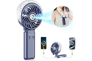 HandFan 5200mAh Upgraded Handheld Misting Fan, Portable Mister Fan Rechargeable, Spray Water Mist Fans, Electric Hand Cooling Ice Fans for Summer Beach Travel Concerts, Gifts for Women(Royal Blue)