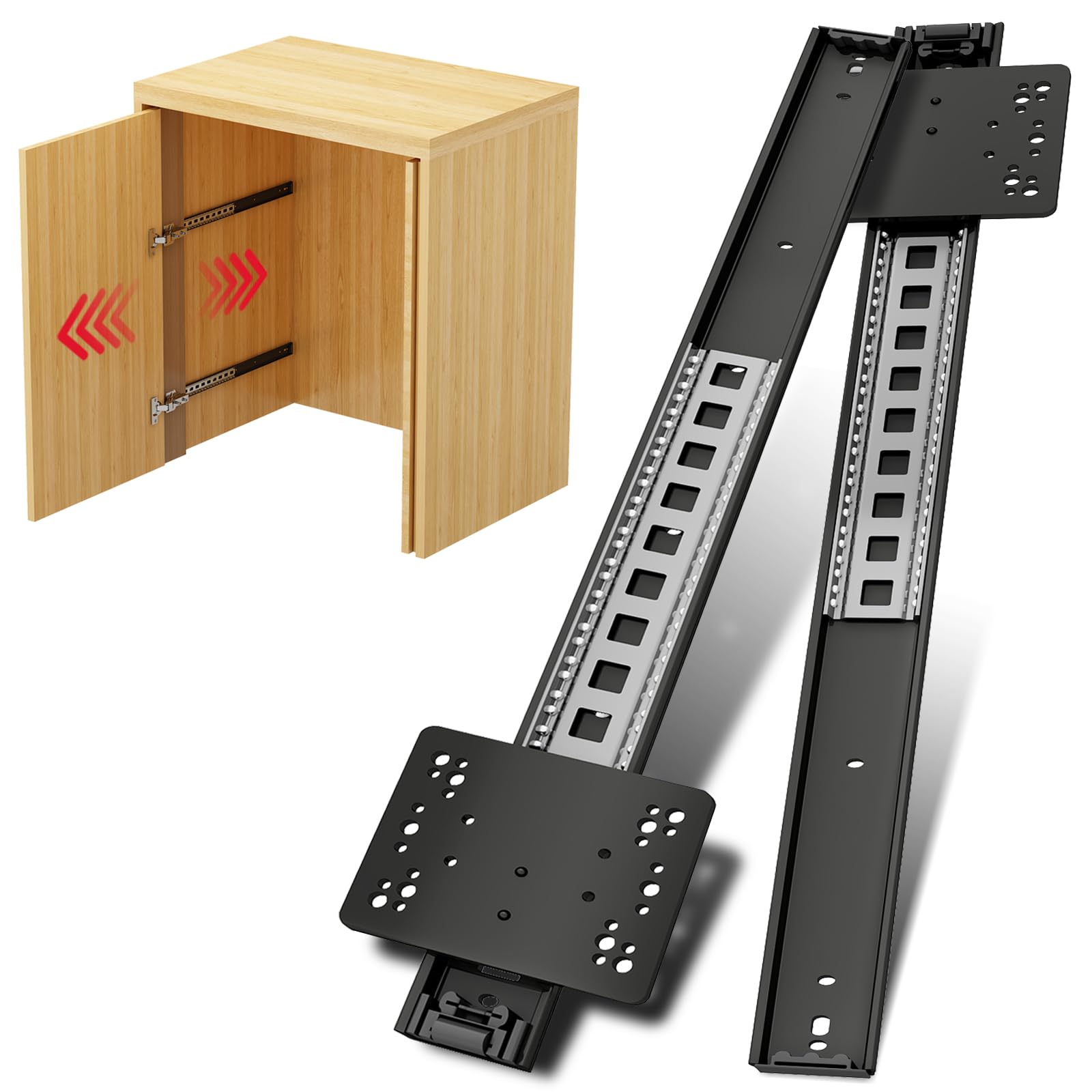 NECILO 300mm Pocket Door Drawer Runners, 14kg Load Capacity Per Pair, Full Extension Ball Bearing Slides, Space-Saving Design for Kitchen, Bedroom & Home, Side Mount & Top Mount, 1 Pair (2 Packs)