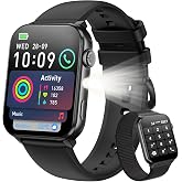 Blackview Smart Watch for Men Women,1.91" HD Touchscreen Fitness Watch with Flashlight, Bluetooth Notifications/Make Calls, Heart Rate/Sleep Monitor/2 Straps, Fitness Watch for Android/iPhone