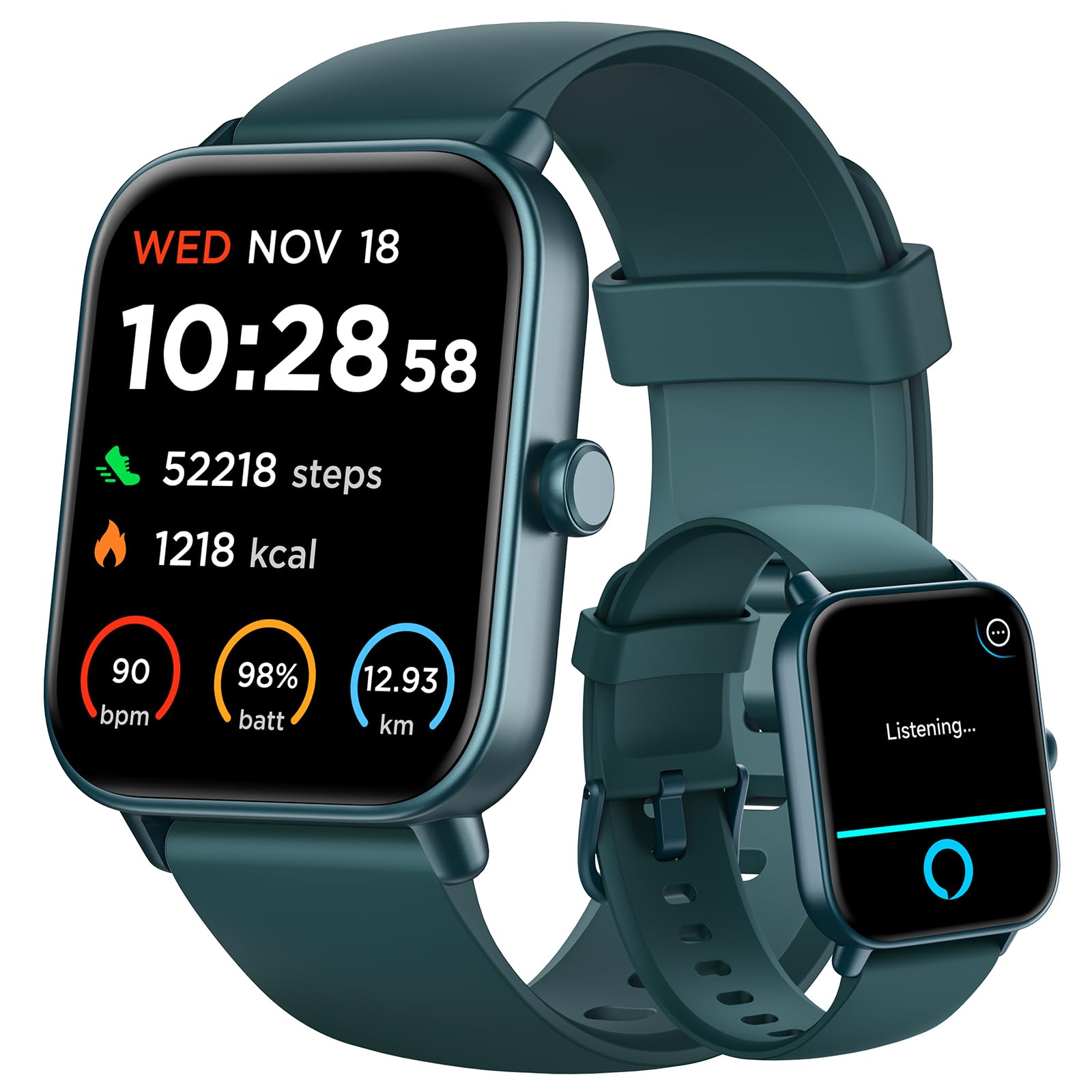 Photo 1 of Smart Watch for Women Android iPhone, Alexa Built-in, 1.8" Smartwatch with Heart Rate/SpO2/Sleep Monitor, IP68 Waterproof Activity Fitness Tracker with Bluetooth Call, 100+ Sport Mode, DarkGreen