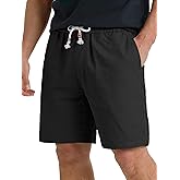 HOTake Men's Linen Shorts Casual Drawstring Elastic Waist Summer Beach Vacation Shorts