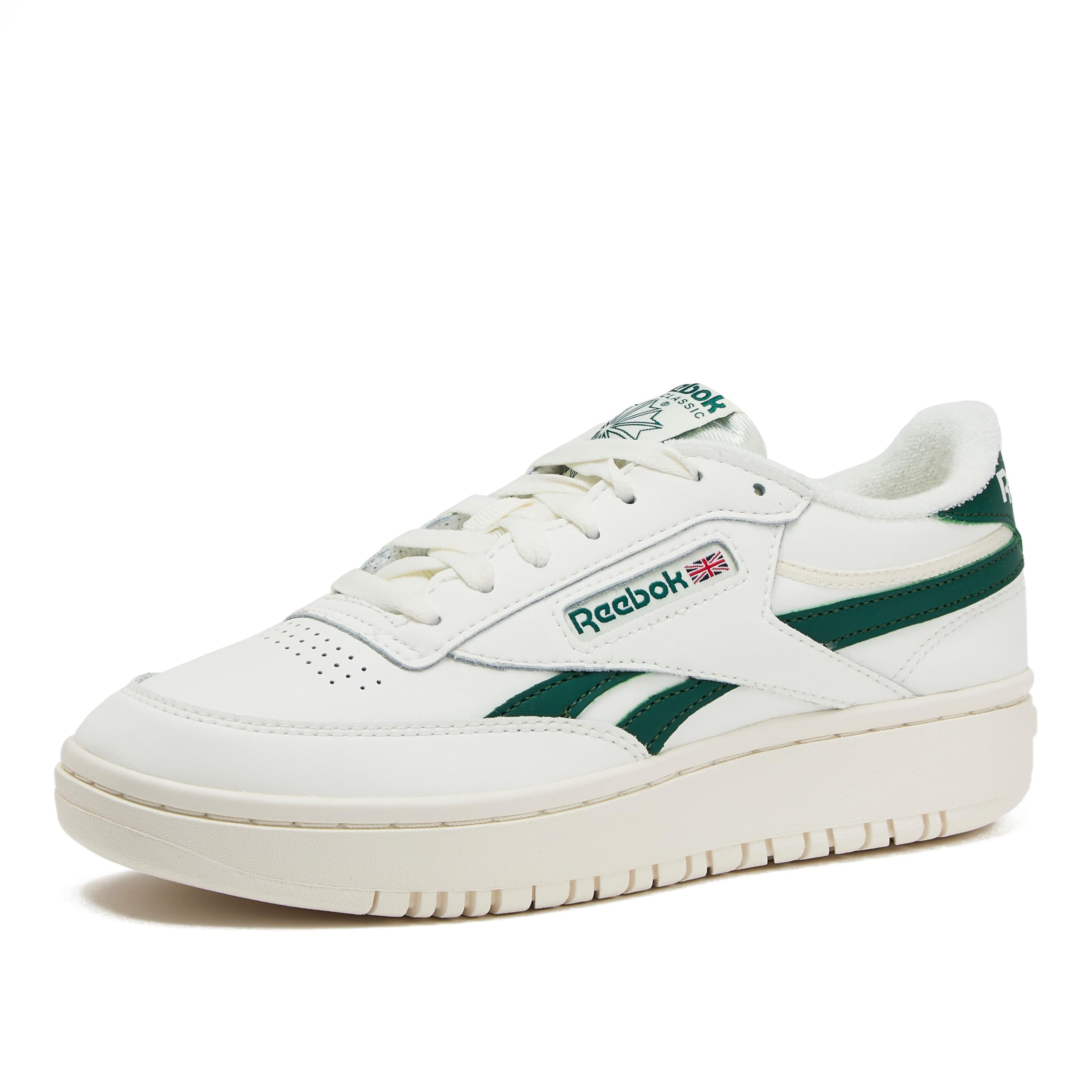 Reebok Club C Double Revenge Platform Tennis Shoes for Women, Chalk/Chalk/Dark Green6.5 Image