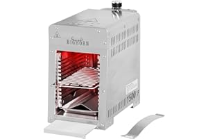 BIG HORN OUTDOORS Portable Infrared Broiler Propane Gas Grill, 1500 Degree Stainless Steel Tabletop Quick Cooking Steak Grill for Meat, Seafood, Veggies