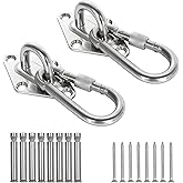 ABuff 1100 lb Heavy Duty Hammocks Hooks, 2 Pcs M8 Yoga & Brazilian Hammock Hanging Kit for Hammock Stands, Ceiling Hook for Hammocks Hanging Kit, Swing Hanging, Wall/Ceiling Mount, Indoor & Outdoor